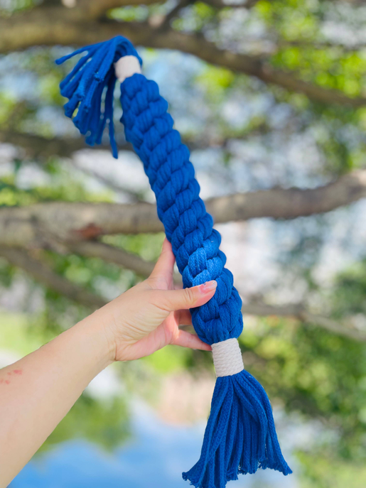 Large Ocean Blue Handmade Macrame Candy Rope for Big Dogs