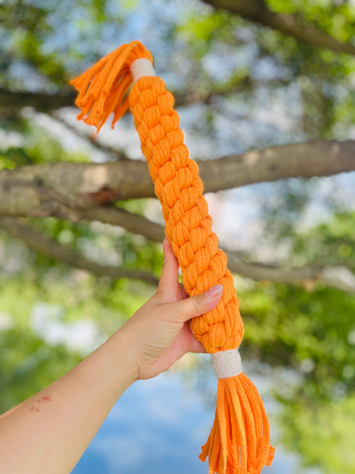 Large Orange Handmade Macrame Candy Rope for Big Dogs