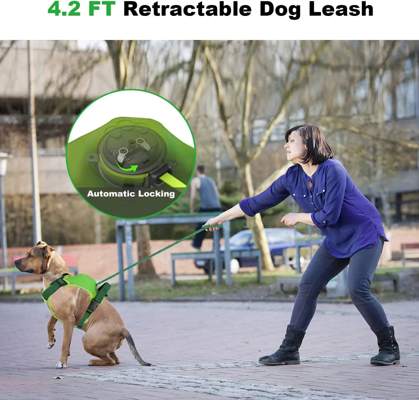 Dog Harness and Built-in Retractable Leash Auto-Lock & No-Pull Control Adjustable Pet Harness and Leash for Medium Large