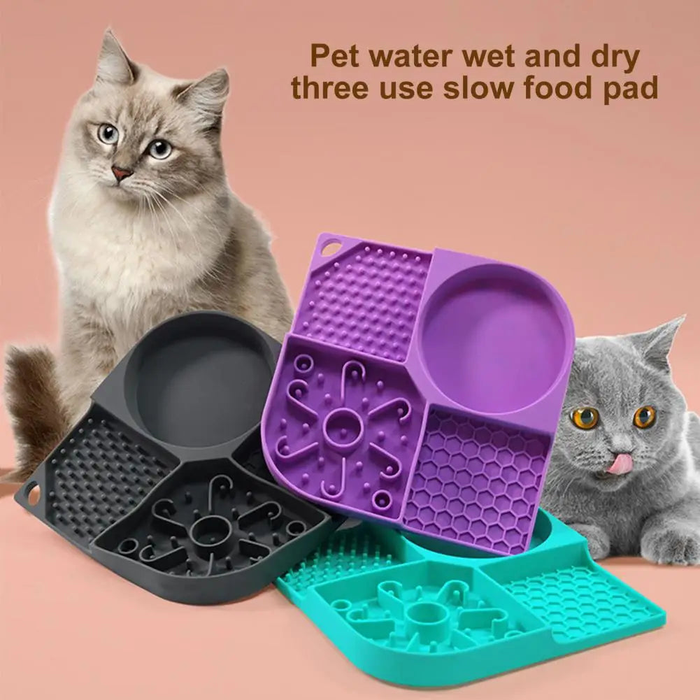 Food Mat Bowl Easy to Clean Cat Licking Mat No Odor Anxiety Relief Practical Medium Small Dogs Silicone Licking Mat Bowl