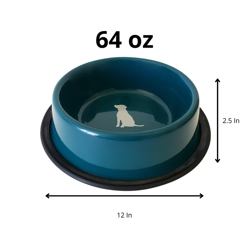 Nonskid Dog Bowl with Cool Gray Dog Silhouette