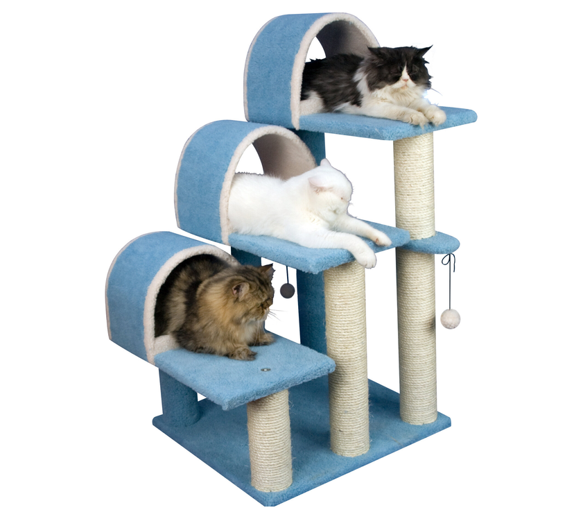 Real Wood 38" High Ivory Cat Step Stairs ramp, Cat Sratcher