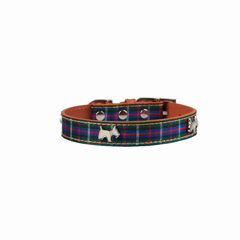 Highland Tartan Dog Collar (Red, Blue)