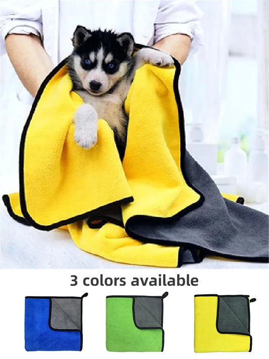 Quick-drying Pet Dog and Cat Towels Soft Fiber Towels Water-absorbent Bath Towel Convenient Pet Shop Cleaning Towel Pet Supplies