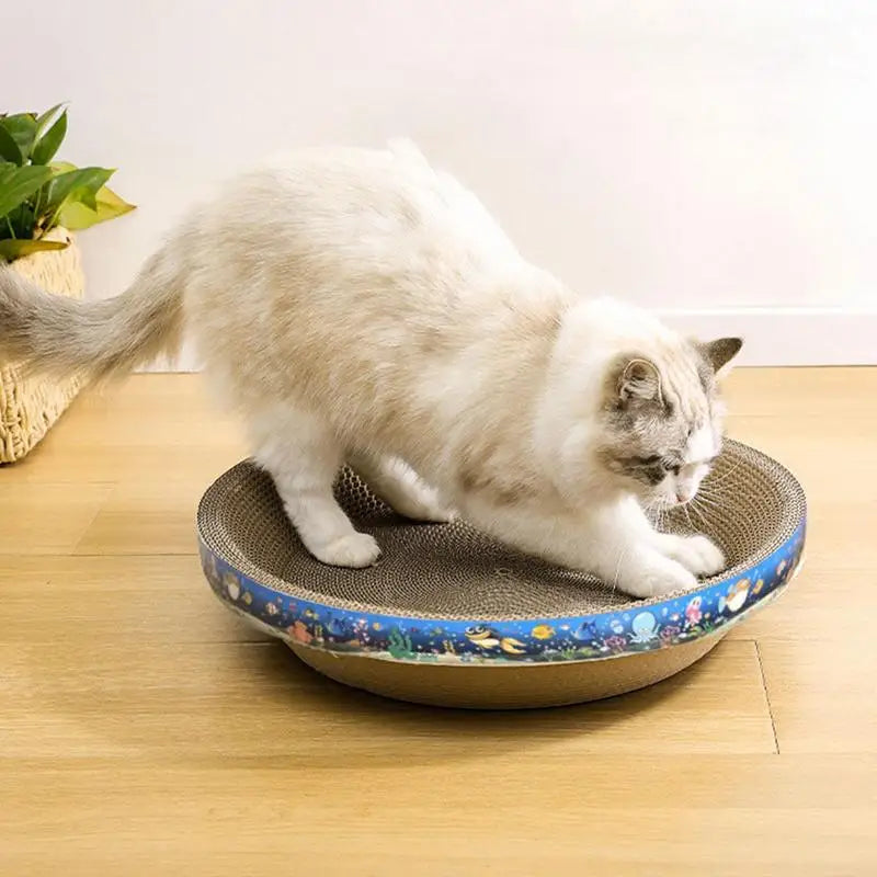 Cat Scratching Board Corrugated Cardboard Scratch Pad 2 in 1 Oval Cat Scratch Pad Nest for Cat Grinding Claw Furniture Protector