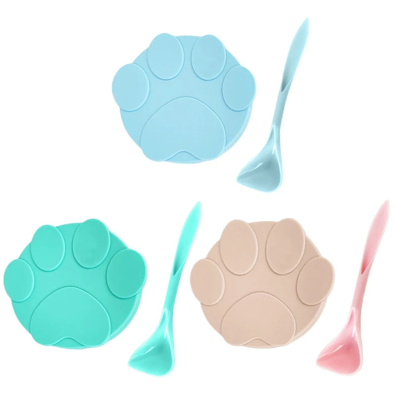 Portable Silicone Dog Cat Canned Lid 2-in-1Food Sealer Spoon Pet Food Cover Storage Fresh-keeping Lids Bowl 8.9cm 7.3cm 6.5cm