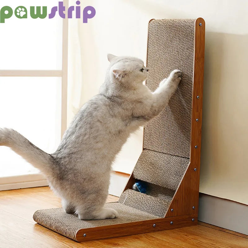 Cat Scratching Board L-shaped Detachable Corrugated Paper Cat Scraper Durable Cat Training Grinding Claw Toy Furniture Protector