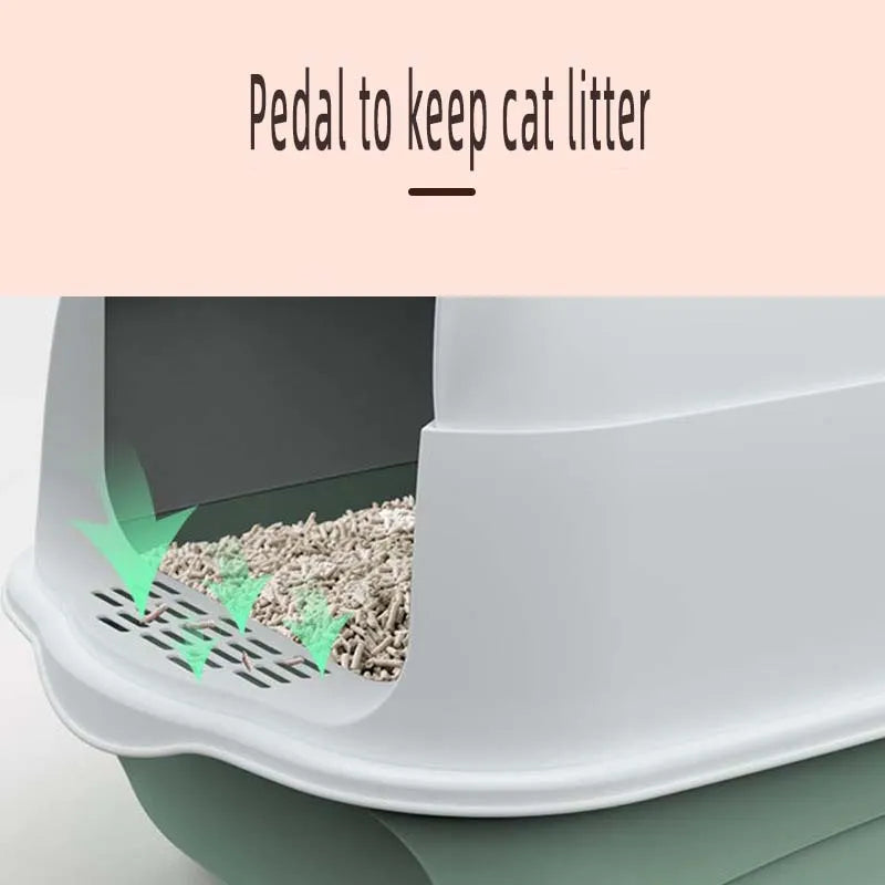 Pet Litter Box Fully Enclosed Spillproof Deodorant Cat Toilet Two-Way Shovel Large Capacity Cat Toilet Litter Box Closed Sandbox