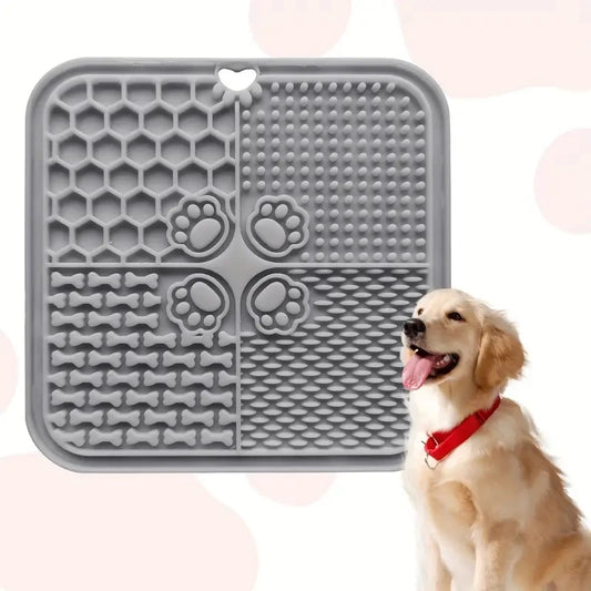 1pc Silicone Pet Slow Feeder Mat Lick Pad With Suction Cup PetPlacemat For Dog Anxiety Relief Supply With Scraper