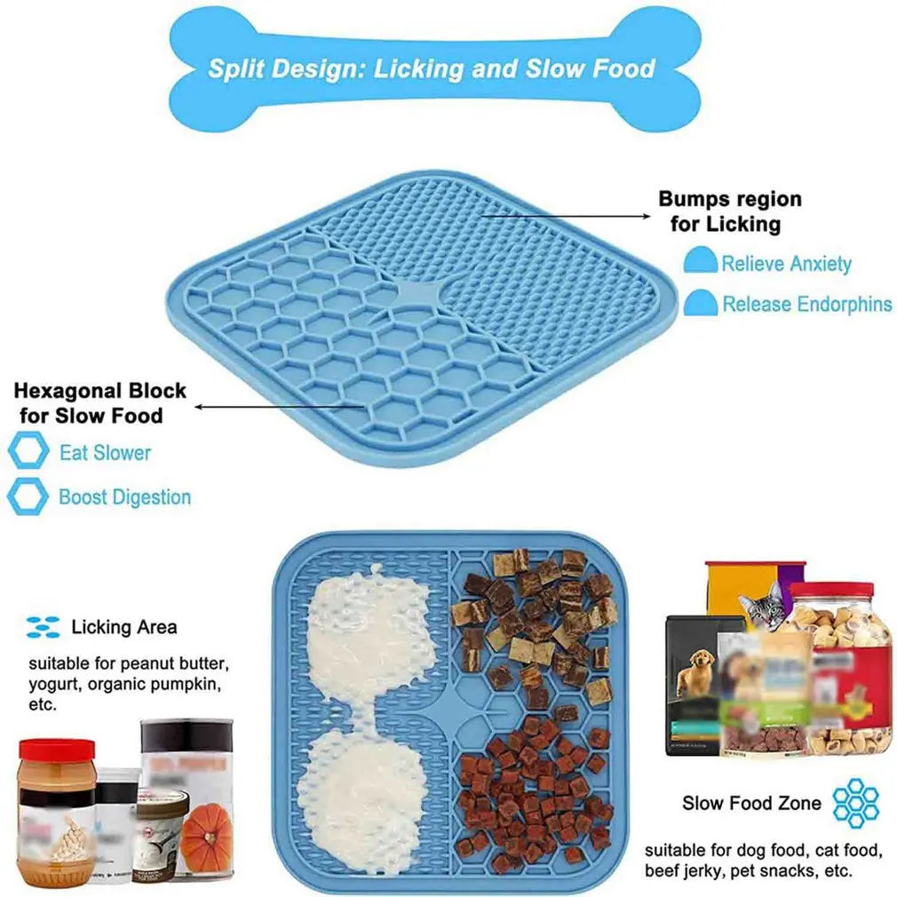 Pet Lick Pad Food Grade Pet Feeding Food Tableware Dogs Cats Slow Food Bowls 15x15CM Promote Digestion Pet Food Mat