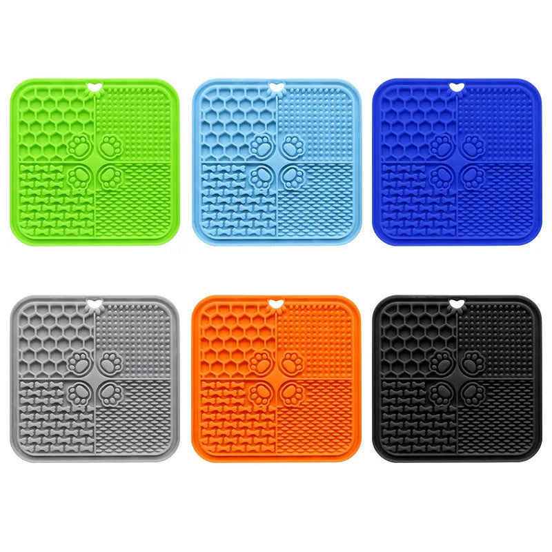 1pc Silicone Pet Slow Feeder Mat Lick Pad With Suction Cup PetPlacemat For Dog Anxiety Relief Supply With Scraper