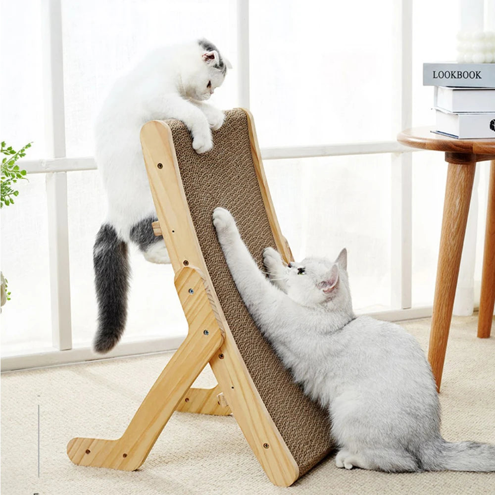 Cat Scratcher Cardboard with Solid Wooden Frame, Durable Scratching Bed, Reversible Furniture for Indoor Cats, 5 in 1