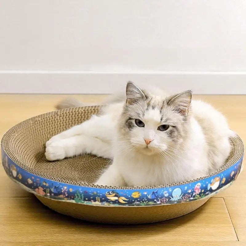 Cat Scratching Board Corrugated Cardboard Scratch Pad 2 in 1 Oval Cat Scratch Pad Nest for Cat Grinding Claw Furniture Protector