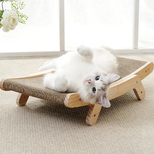 Cat Scratcher Cardboard with Solid Wooden Frame, Durable Scratching Bed, Reversible Furniture for Indoor Cats, 5 in 1