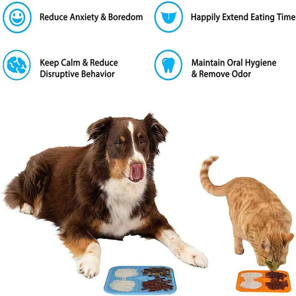 Pet Lick Pad Food Grade Pet Feeding Food Tableware Dogs Cats Slow Food Bowls 15x15CM Promote Digestion Pet Food Mat