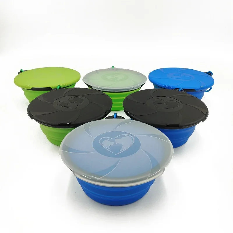 Dog Dish Collapsible Pet Indoor Outdoor Food Portable Water Bowls For Bowl With Travel Container Carabiner And Lid