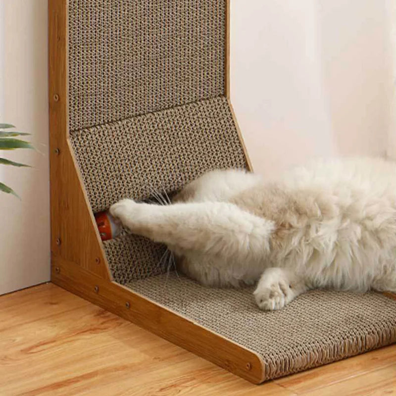 Cat Scratching Board L-shaped Detachable Corrugated Paper Cat Scraper Durable Cat Training Grinding Claw Toy Furniture Protector