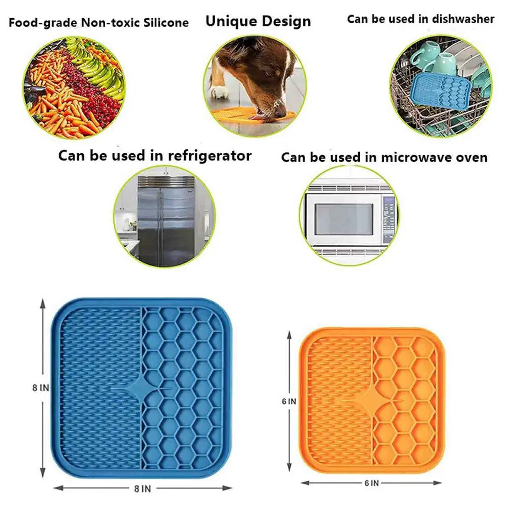 Pet Lick Pad Food Grade Pet Feeding Food Tableware Dogs Cats Slow Food Bowls 15x15CM Promote Digestion Pet Food Mat