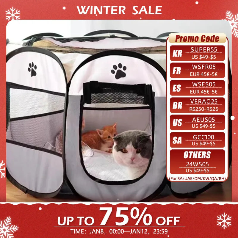 Portable Foldable Pet Tent Kennel Octagonal Fence Puppy Shelter Easy To Use Outdoor Easy Operation Large Dog Cages Cat Fences