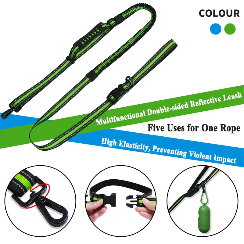 Hands Free Dog Leash Running Jogging Waist Belt Reflective Pet Chain Traction Rope Leads for Small Large Dogs Puppy Accessories