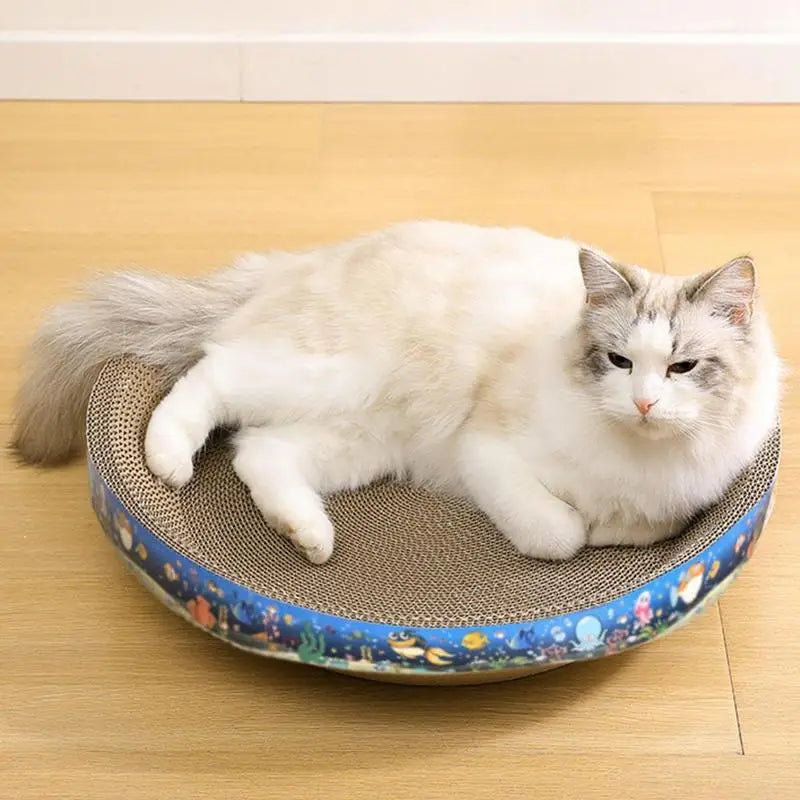 Cat Scratching Board Corrugated Cardboard Scratch Pad 2 in 1 Oval Cat Scratch Pad Nest for Cat Grinding Claw Furniture Protector