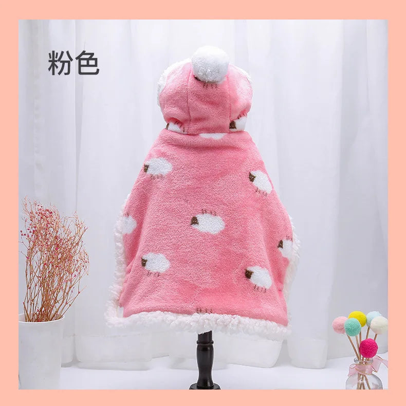 Winter Dog Cloak Pet Clothes Large and Small Dog Coat Cloak Flannel Cotton Coat Corgi Warm Clothes Cat Clothes Dog Costume