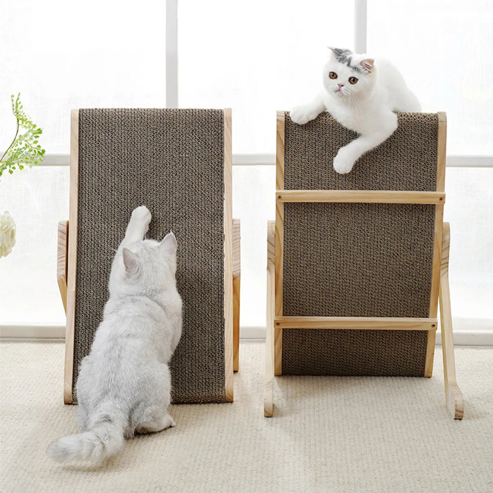 Cat Scratcher Cardboard with Solid Wooden Frame, Durable Scratching Bed, Reversible Furniture for Indoor Cats, 5 in 1