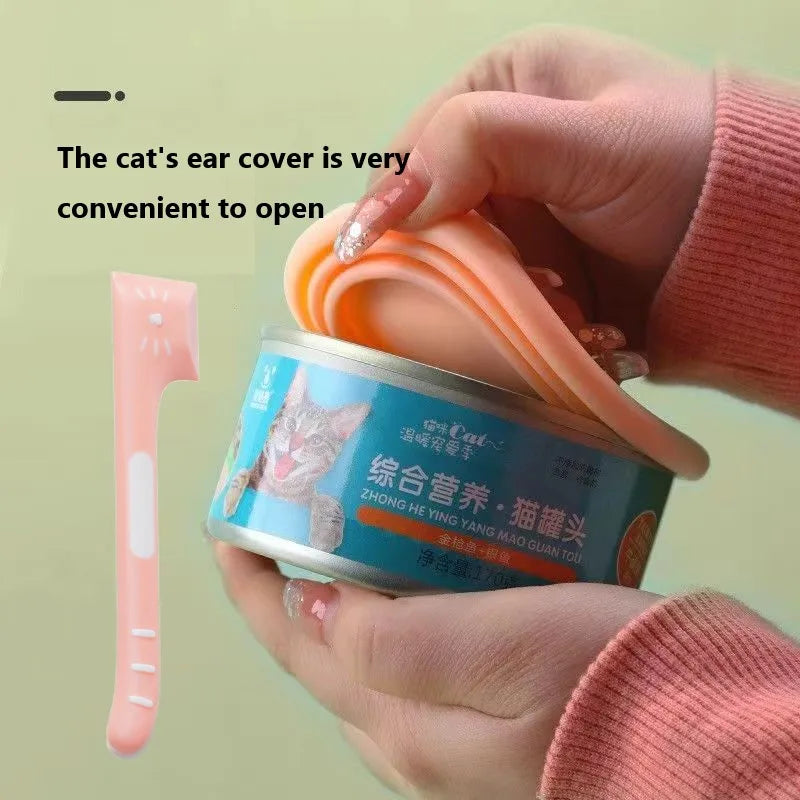 Cat Feeder Pet Can Lid Silicone Sealing Cap Feeding Spoon with Universal Preservation Lid Hygienic Safe Material Dog Feeder