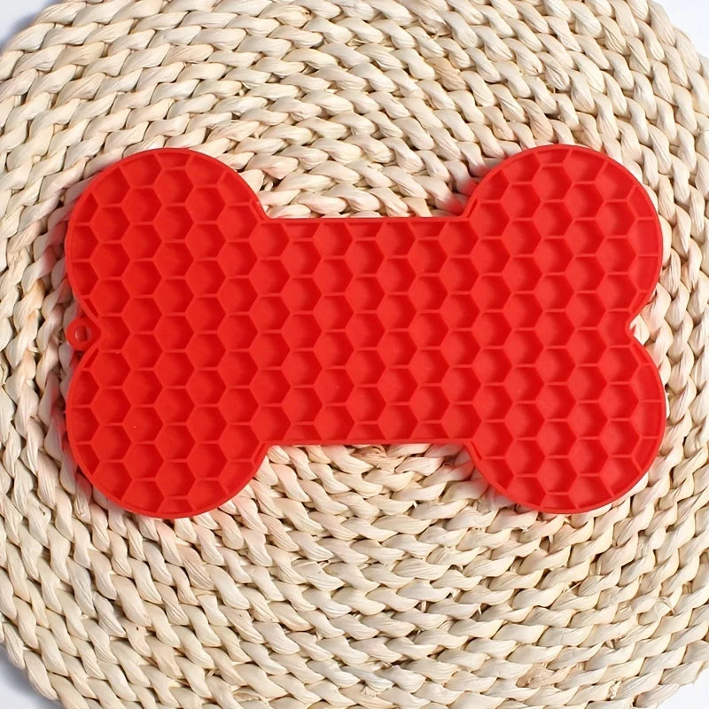 Dog Lick Mat Bone-shaped Silicon Licking Mat With Suction Dog Lick Slow Feeder Licky Mat For Pet Bathing Distraction Pads