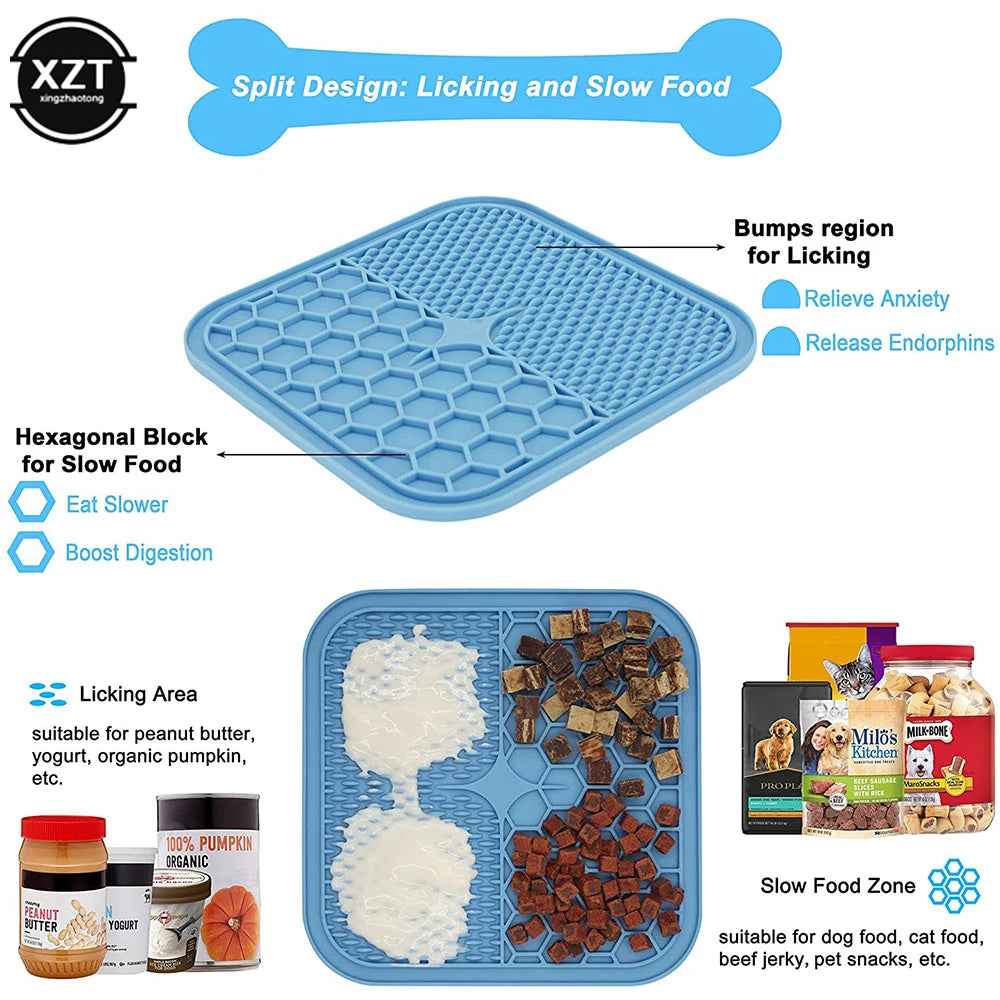 Pet Products Mat For Dogs Cats Slow Food Bowls With Suction Cup Feeding Food Silicone Lick Pad Dog Slow Feeders Treat Dispensing