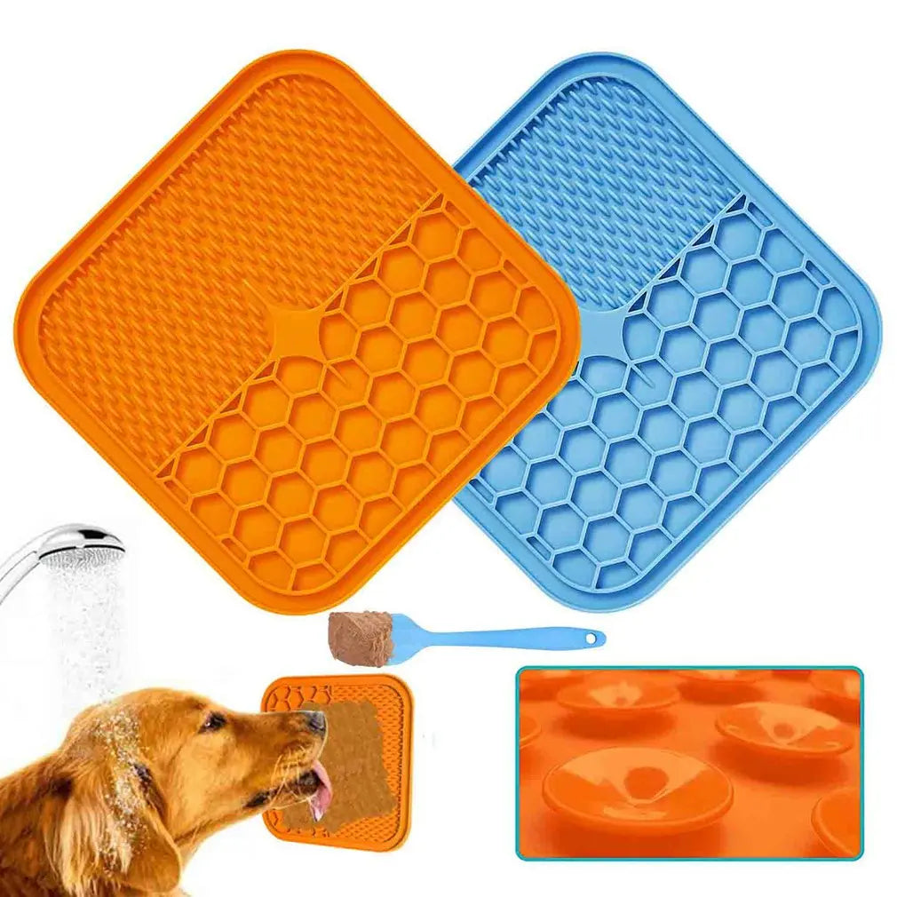 Pet Lick Pad Food Grade Pet Feeding Food Tableware Dogs Cats Slow Food Bowls 15x15CM Promote Digestion Pet Food Mat