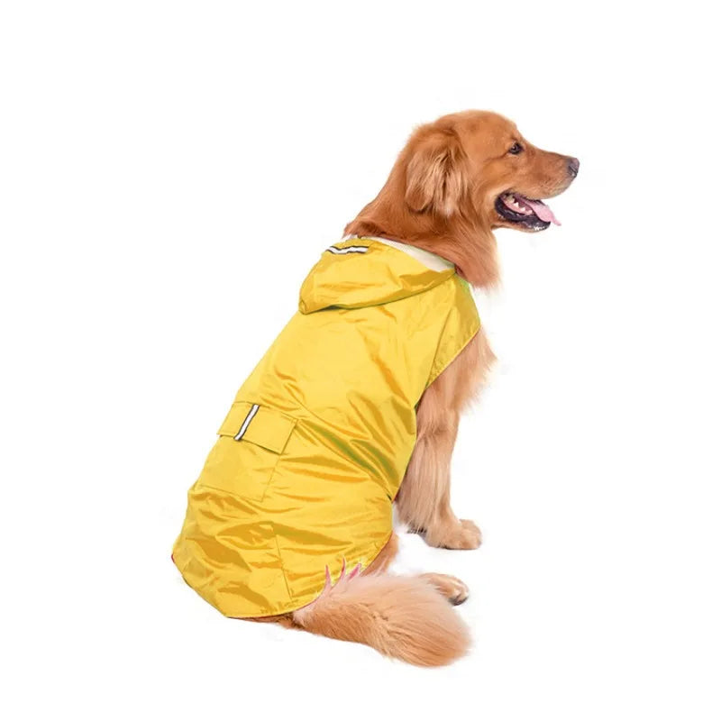 Dog Raincoat Waterproof Hoodie Jacket Rain Poncho Pet Rainwear Clothes with Reflective Stripe Outdoor Dogs Raincoat Accessories