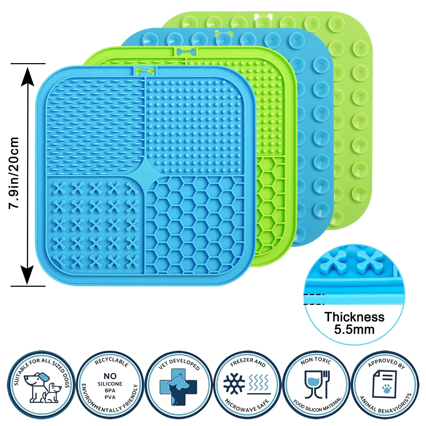 Licking Mats for Dogs and Cats Lick Mats with Suction Cups for Dog Anxiety Relief Cat Peanut Butter Lick Pad Dog Treat Mat