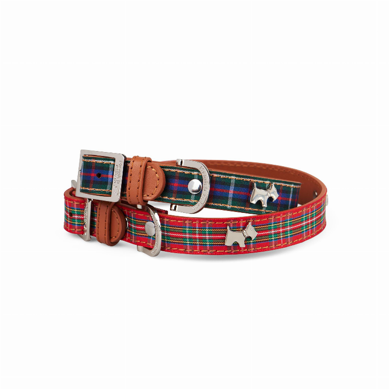 Highland Tartan Dog Collar (Red, Blue)