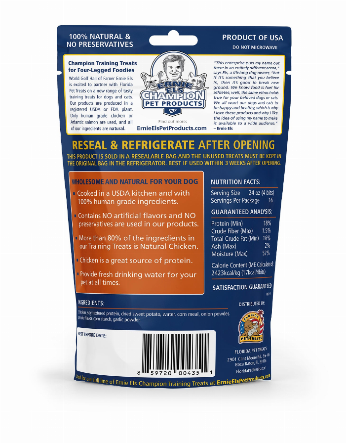 Ernie Els Champion Dog Treats made from Chicken and Sweet Potato