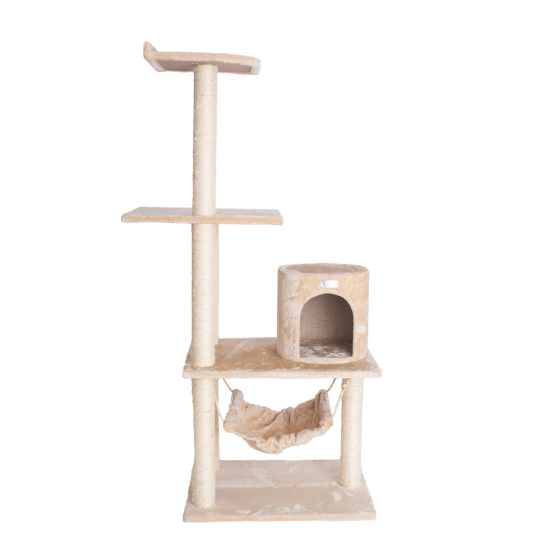 GleePet 59-Inch Cat Tree Real Wood Cat Condo for Indoor Pets