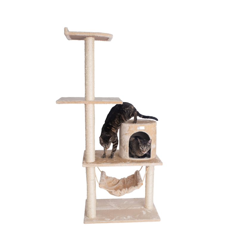 GleePet 59-Inch Cat Tree Real Wood Cat Condo for Indoor Pets