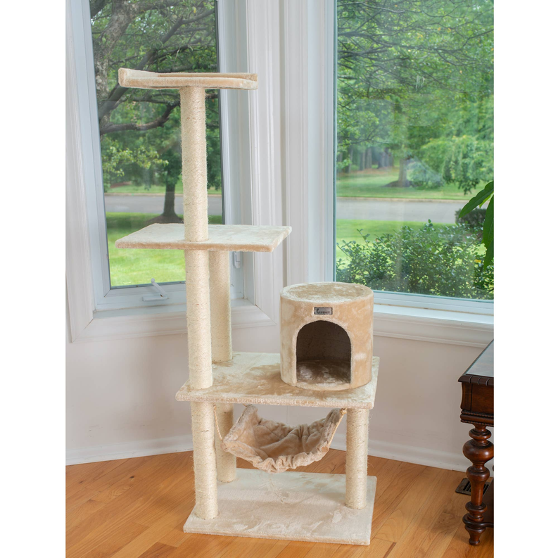 GleePet 59-Inch Cat Tree Real Wood Cat Condo for Indoor Pets