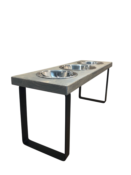 Metal dog bowl feeder