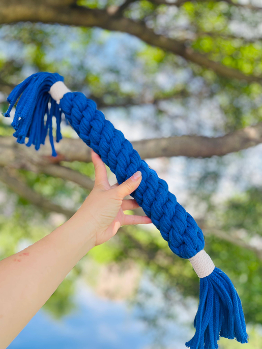 Large Ocean Blue Handmade Macrame Candy Rope for Big Dogs