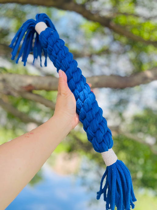 Large Ocean Blue Handmade Macrame Candy Rope for Big Dogs