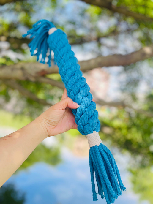 Large Sky Blue Handmade Macrame Candy Rope for Big Dogs