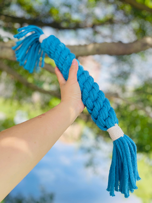 Large Sky Blue Handmade Macrame Candy Rope for Big Dogs