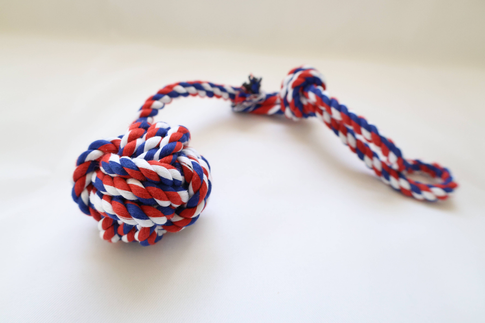 Old Glory Red Dog Rope Toy, handmade dog toys, fun toys