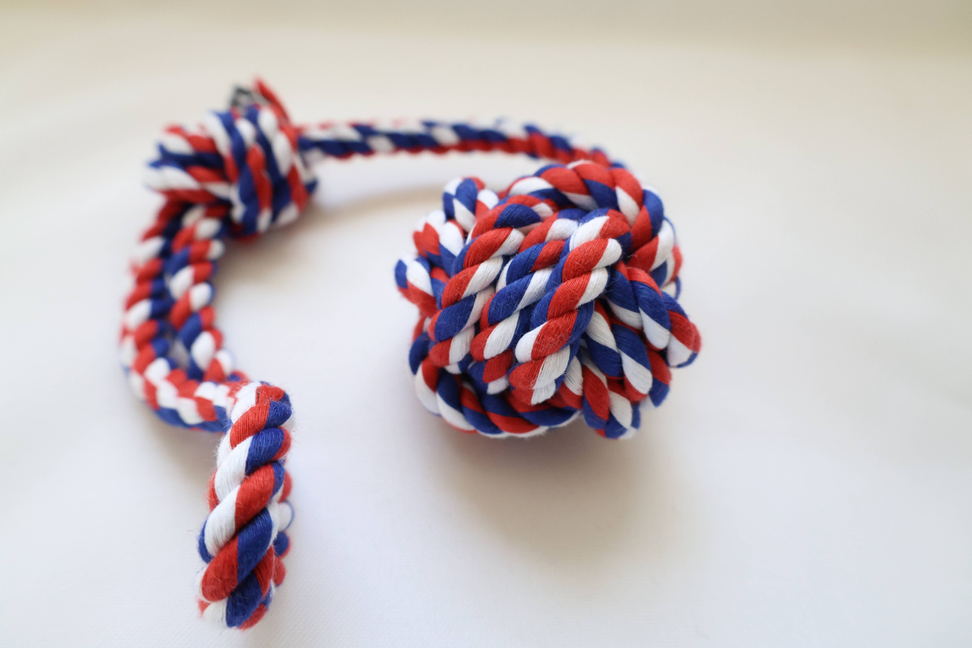 Old Glory Red Dog Rope Toy, handmade dog toys, fun toys