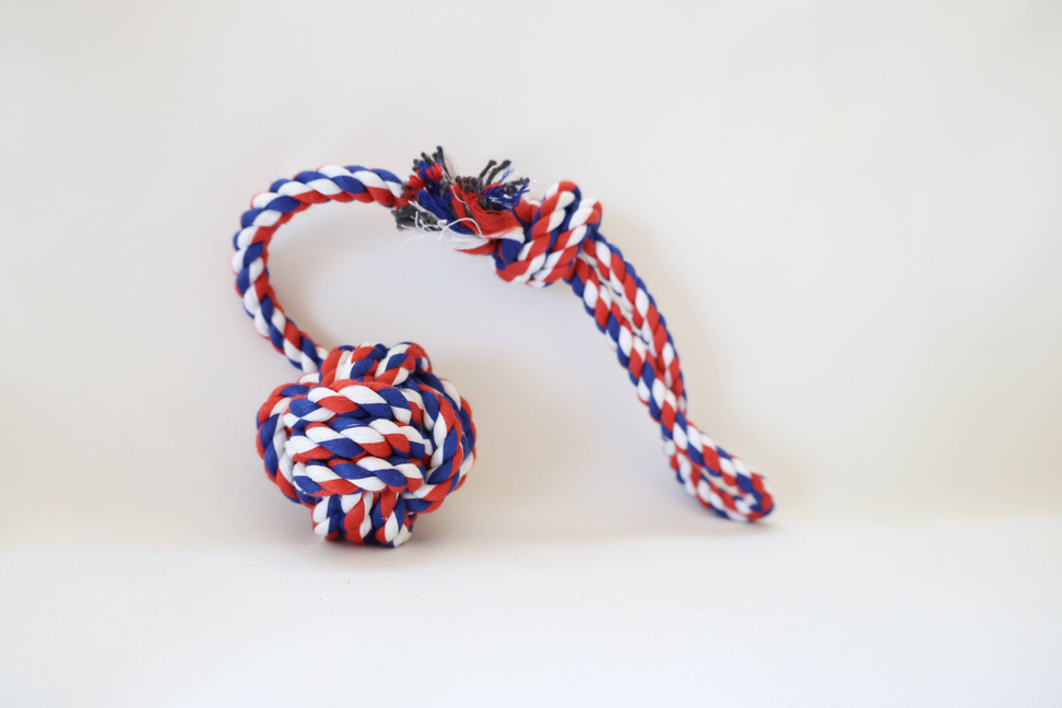 Old Glory Red Dog Rope Toy, handmade dog toys, fun toys